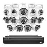 16 Channel 4K PoE Bullet & PTZ Security Camera System, 8MP Outdoor PoE IP Cameras, Pan & Tilt, ONVIF Supported NVR, Two-Way Audio, Smart Human/Vehicle Detection (4x IP Cameras+10x PT Cameras)